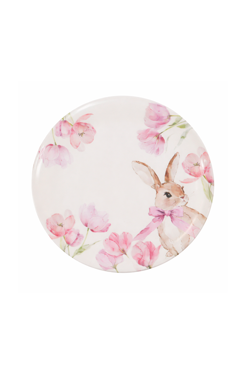 Prato Raso com Flores e Coelho em Melamina