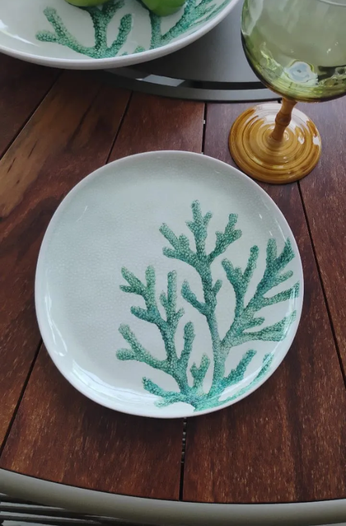 Prato de Sobremesa Coral Verde Melamina
