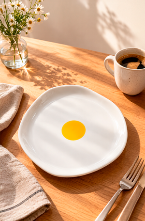 Prato de Ovo Orgânico Breakfast em Cerâmica