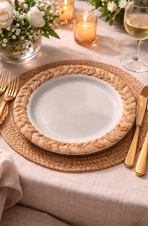 Prato Raso com Borda Trançado em Melamina