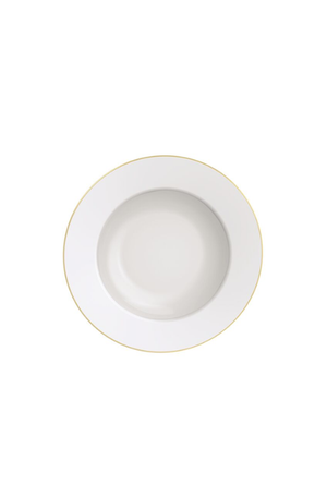 Prato Fundo Elisa em Porcelana com Borda Dourada