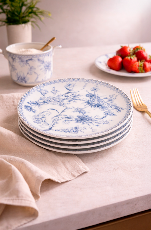 Conjunto 4 Pratos de Sobremesa Hortênsia New Bone