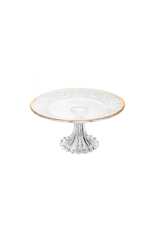 Prato com Pé Mauve com Fio de Ouro Cristal