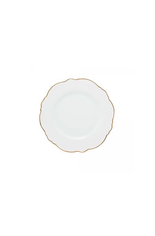 Conjunto de Pratos Rasos  Malvidas em Porcelana Filete Dourado 6 Peças