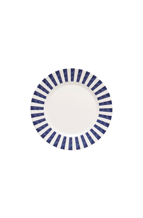 Prato Raso Aquarelle Listras Azuis em Cerâmica