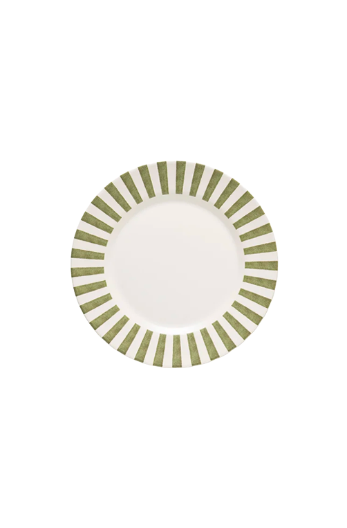 Prato Raso Aquarelle Listras Verde em Cerâmica
