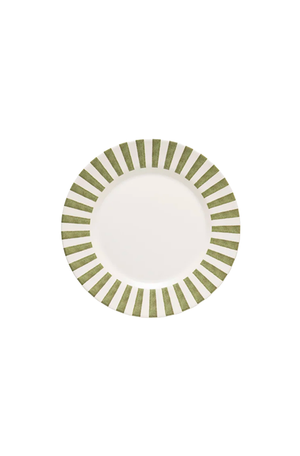 Prato Raso Aquarelle Listras Verde em Cerâmica