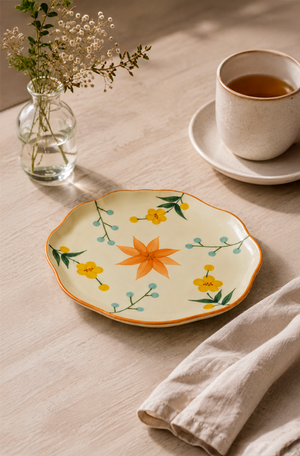 Prato de Sobremesa Floral em Cerâmica 20cm
