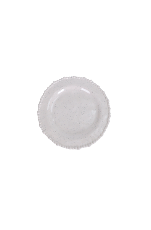 Prato de Sobremesa em Melamina com Borda em Relevo Branco
