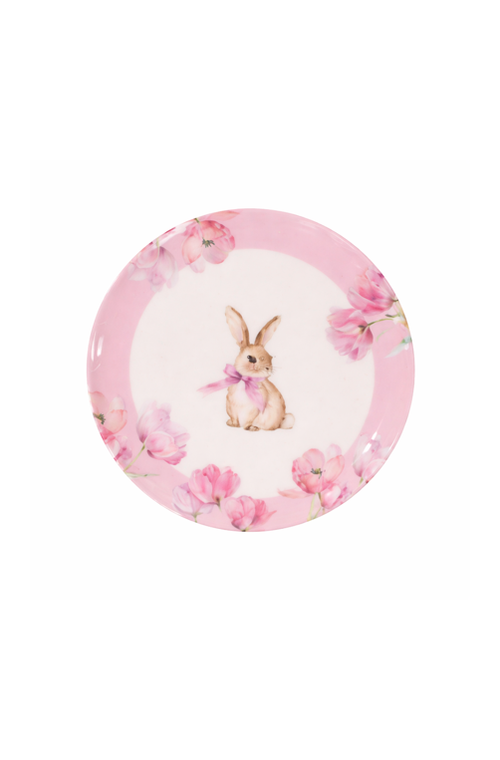 Prato de Sobremesa com Coelho e Flores em Melamina