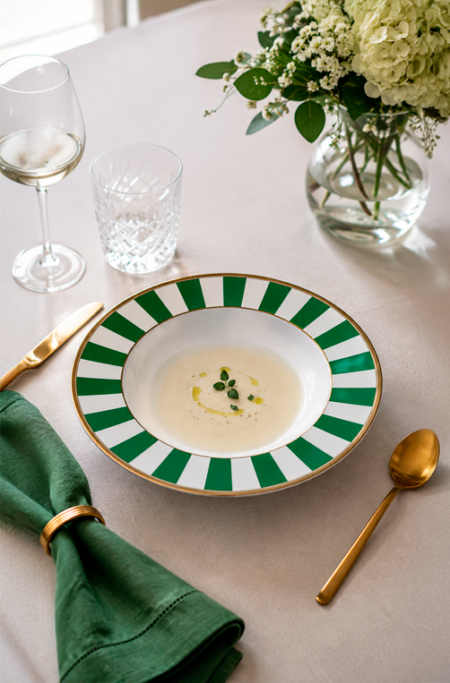 Prato Fundo Stripe Verde em Cerâmica