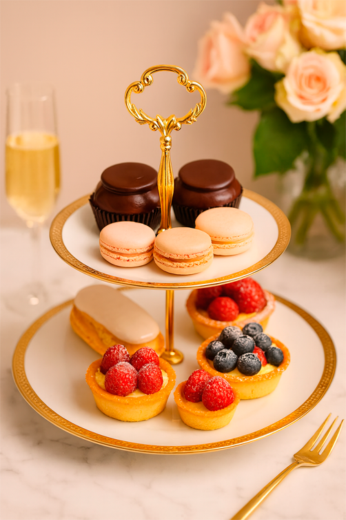 Prato Duplo para Doces de Porcelana Paddy