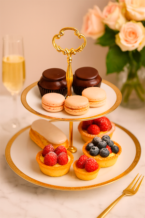 Prato Duplo para Doces de Porcelana Paddy