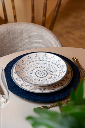 Prato Fundo Porto 21,5cm Azul Cerâmica