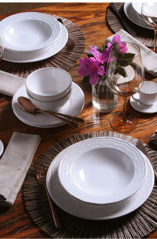 Prato Fundo Madeleine Branco em Cerâmica