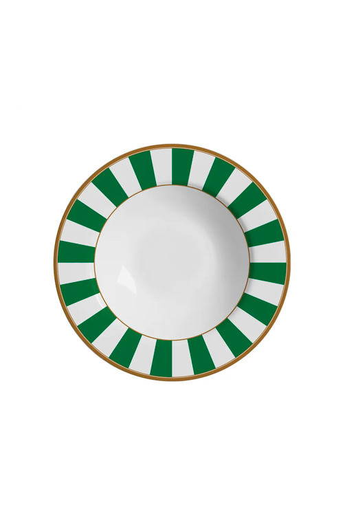 Prato Fundo Stripe Verde em Cerâmica