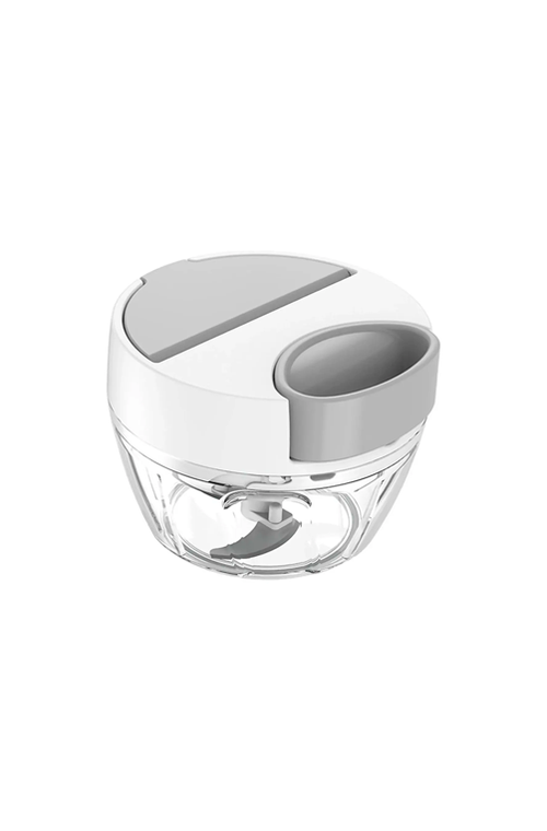 Mini Triturador Manual com 3 Laminas Branco e Cinza 400ml