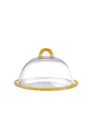 Queijeira Bamboo Âmbar em Vidro 20cm