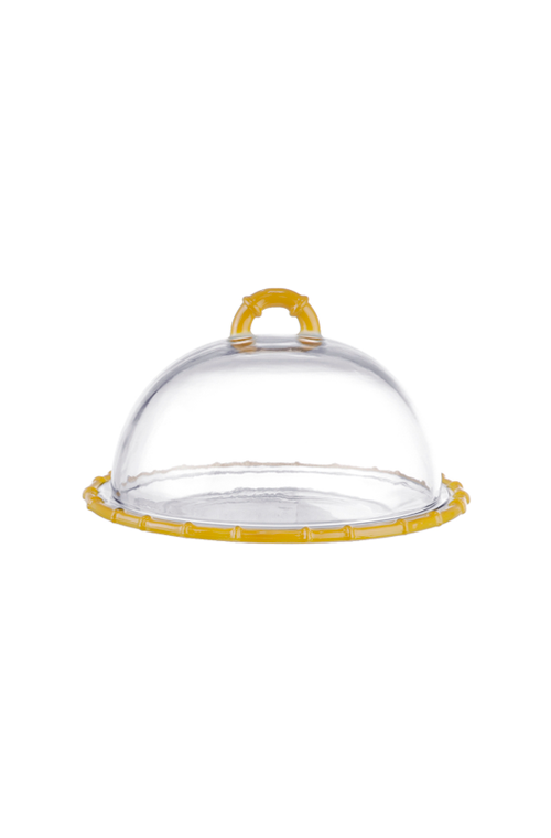 Queijeira Bamboo Âmbar em Vidro 20cm
