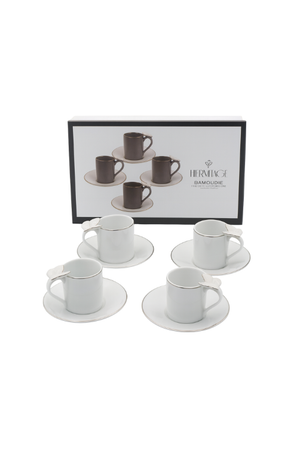 Conjunto de Xícaras de Chá com Pires em Porcelana Ramoudie 8 Peças 180ml