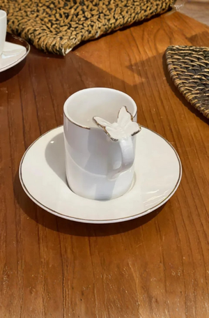 Conjunto de Xícaras de Chá com Pires em Porcelana Ramoudie 8 Peças 180ml