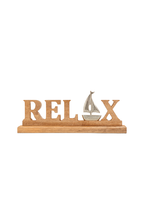 Escultura Decorativa Madeira Relax Bege