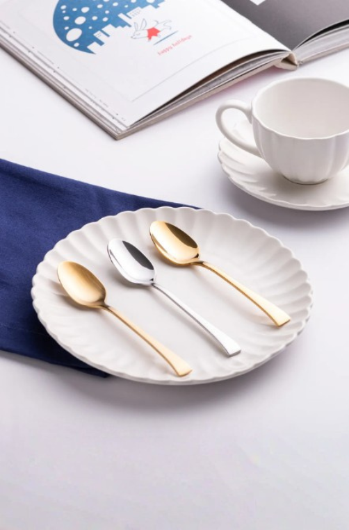 Conjunto 6 Colheres de Café de Aço Inox Berna Dourado