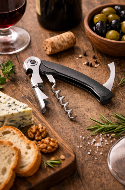 Saca Rolhas de Aço Inox Preto