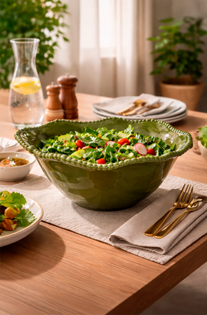 Saladeira em Melamina com Borda em Relevo Verde
