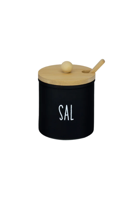 Saleiro Doha com Tampa e Colher de Bambu em Vidro 300ml