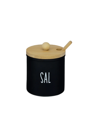 Saleiro Doha com Tampa e Colher de Bambu em Vidro 300ml