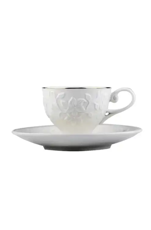 Conjunto de 6 Xícaras de Café com Pires Scarlet New Bone com Borda Dourada 90ml