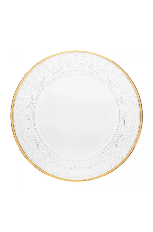 Prato para Sobremesa Mauve com Fio de Ouro Cristal