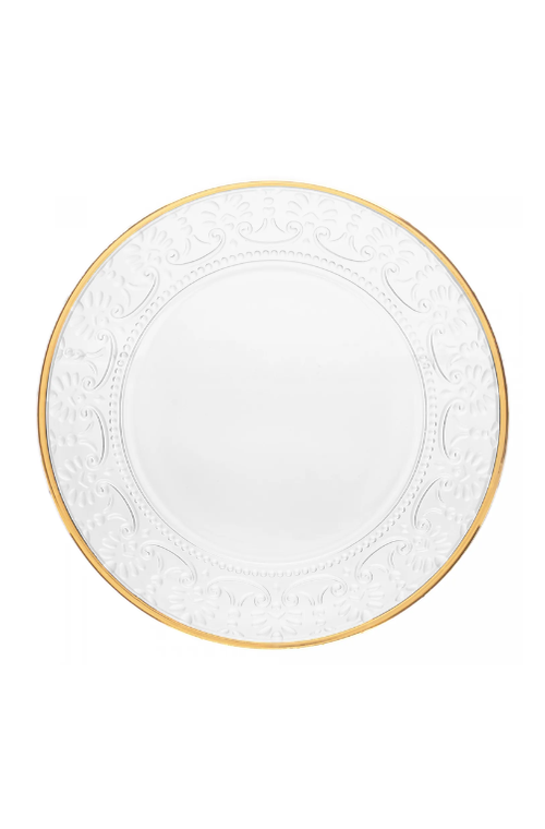 Prato para Sobremesa Mauve com Fio de Ouro Cristal