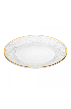 Prato para Sobremesa Mauve com Fio de Ouro Cristal