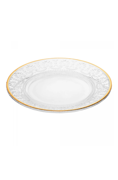 Prato para Sobremesa Mauve com Fio de Ouro Cristal