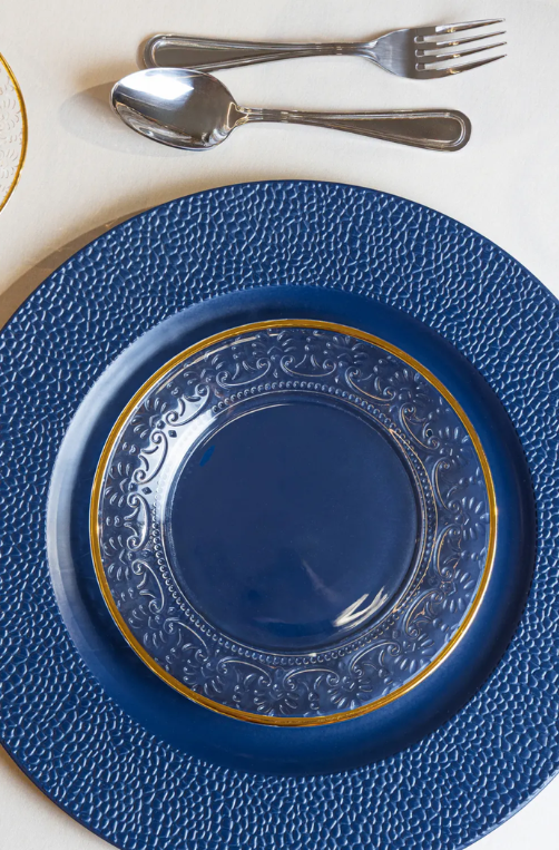 Prato para Sobremesa Mauve com Fio de Ouro Cristal