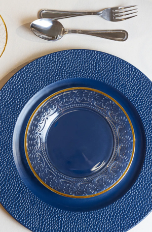 Prato para Sobremesa Mauve com Fio de Ouro Cristal