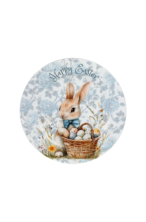 Sousplat Redondo Estampado Coelho Azul