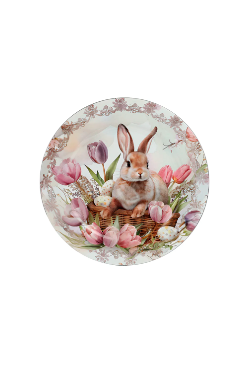 Sousplat Redondo Estampado Coelho Rosa e Lilás