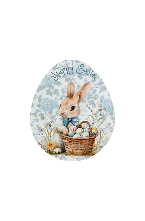 Sousplat Oval Estampado de Coelho Azul