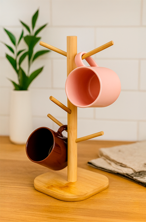 Suporte para xícara de bambu