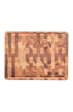 Tábua Cubus para Churrasco Retangular em Madeira Muiracatiara com Acabamento em Óleo