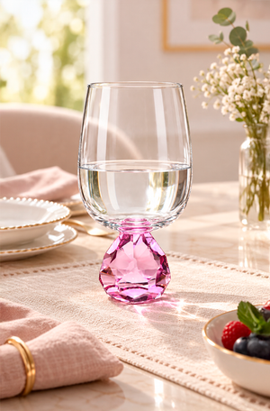 Taça de Água Topazio Rosa em Vidro 440ml