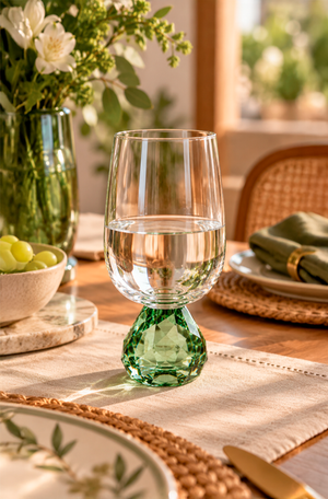 Taça de Água Topazio Verde em Vidro 440ml