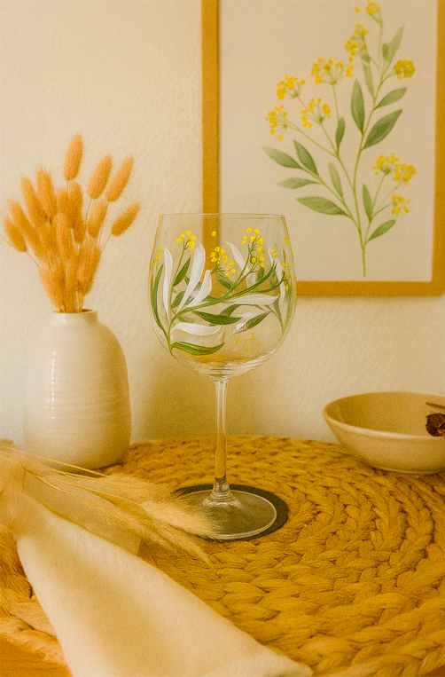 Taça de Cristal Botânica Amarela 600ml