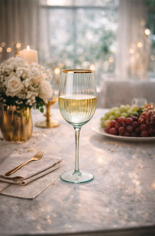 Taça para Vinho Carter Verde com Borda Dourada 450ml