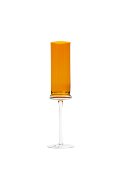 Taça de Champanhe em Vidro Circle Laranja 250ml