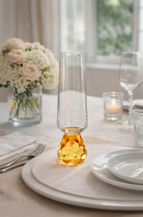 Taça de Champanhe Diamond Amarelo 250ml