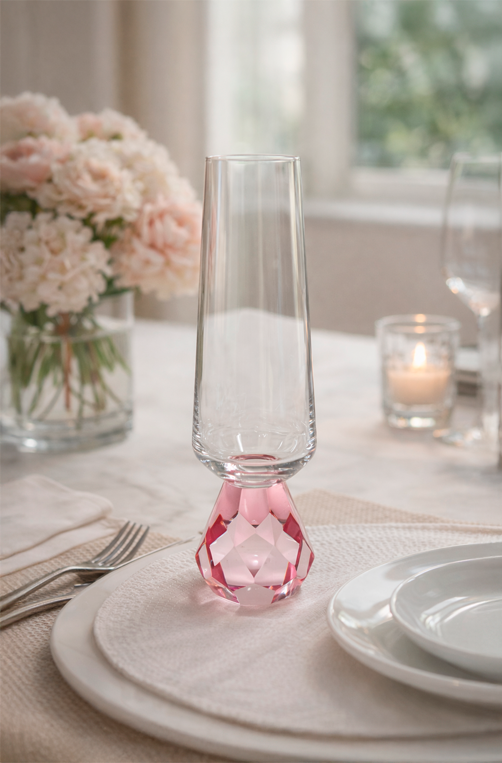 Taça de Champanhe Diamond Rosa 250ml